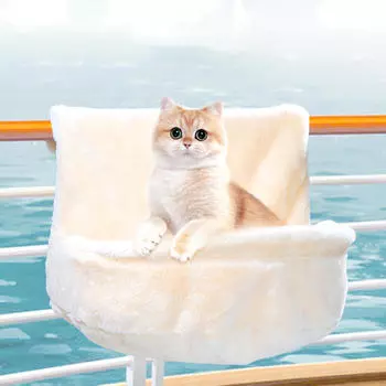 Кровать для кошки с обогревателем, кровать для дома, теплый просторный шезлонг, шкафчик для сидения у окна бежевый