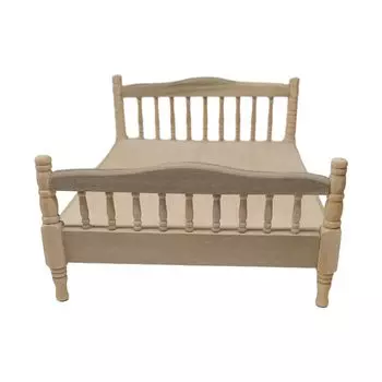Кровать для кукольного домика, деревянная мини-кровать, сцена для творчества, миниатюрная мебель для спальни, деревянная модель кровати, макет, проект «сделай сам», песочный столик, сказочный сад LOL-FUN 1/12