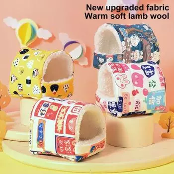 Кровать для морской свинки Уютное флисовое гнездо для хомяка для кроликов Хорьков Ежей Зимнее убежище для мелких животных Пещера для отдыха Пряток Игр M синий