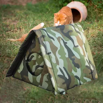 Кровать для питомца, складной домик-пещера, кошачья будка, съемный уличный приют для бродячих животных для парка