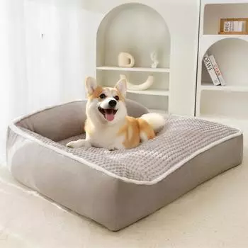Кровать для собак Диван для собак Бархатное гнездо Осенне-зимний теплый спальный коврик Большая собака Золотистый ретривер Сацума Питомник M-55*40*21cm