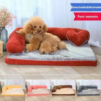 Кровать для собак для больших собак, домик для домашних животных, коврик для дивана, съемный уютный теплый коврик-гнездо, кровать для питомника, мягкая подушка для домашних животных, кошек, щенков для хаски, лабрадора 70*55*15cm серый