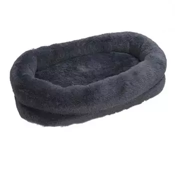 Кровать для собак, круглая, мягкая, удобная, нескользящая, для взрослых, для сна, для больших собак, для зимнего использования, темно-серая 165 X 100 X 25cm