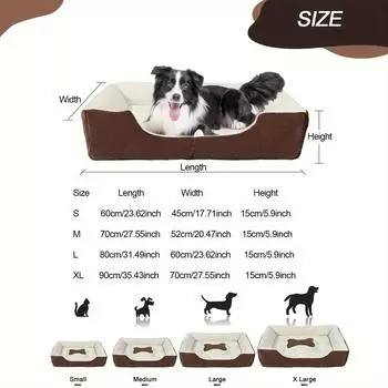 Кровать для собак прямоугольная кровать для собак моющийся матрас для домашних животных удобная подушка для домашних животных с нескользящим дном для собак и кошек S 23X17incn шоколадный