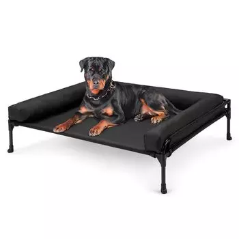 Кровать для собак Veehoo, кровать для домашних животных, приподнятая кровать для собак, большая кровать для собак, моющаяся дышащая сетка, переносная приподнятая кровать для домашних животных с 3-мя боковыми кроватями для собак на открытом воздухе для исп