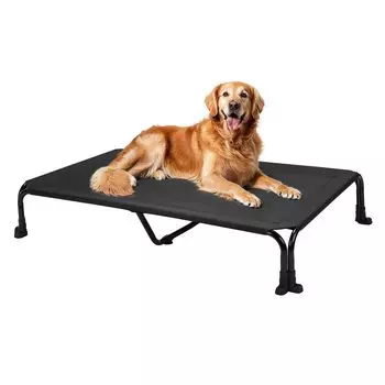Кровать для собак Veehoo, приподнятая собачья кроватка для больших собак, уличная кроватка, моющаяся, дышащая, сетчатая, переносная, стоячая, для использования в помещении и на открытом воздухе, для кемпинга чёрный