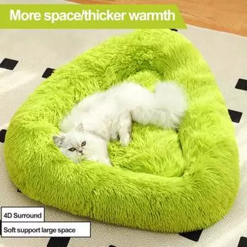 Кровать для собаки, анти-тревожная, для глубокого сна, плюшевая, теплая, дышащая, мягкая на ощупь, модный дизайн L серый