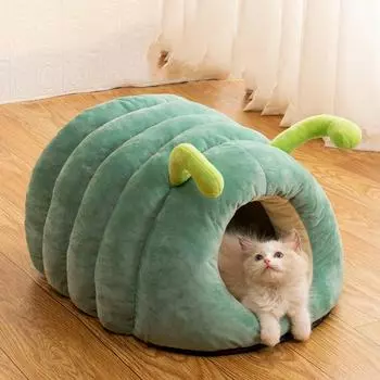 Кровать для собаки, диван для кошек, домашних животных, милая форма гусеницы, удобные удобные кровати для сна для домашних животных, маленькая, средняя, большая мягкая подушка, кровать для собаки