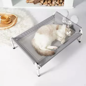 Кровать-гамак для кошек, приподнятая милая, портативная, мебельная кроватка с охлаждением для домашних животных, приподнятая кроватка для щенка серый