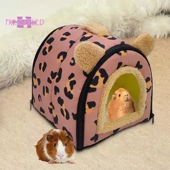 Кровать-гнездо для хомяка, удобная зимняя теплая полностью закрытая кровать-пещера для морской свинки, ежа, белки, крысы, шиншиллы, аксессуары для домика для маленьких животных зелёный