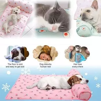 Кровать-холодильник для кошек и собак, летний прохладный коврик для домашних животных из ледяного шелка, моющийся коврик-холодильник из ледяного шелка, прохладное одеяло для домашних животных, крутой коврик для собак и кошек S