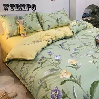 Кровать из четырех предметов, хлопковое пододеяльник в скандинавском стиле, хлопковое постельное белье, пододеяльник, наволочка, комплект домашнего постельного белья King