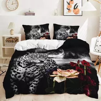 Кровать из трех частей Dark Wind Animal Leopard Panda Kit Пододеяльник из двух частей Спальня 135 * 200 (two-piece set) 90g