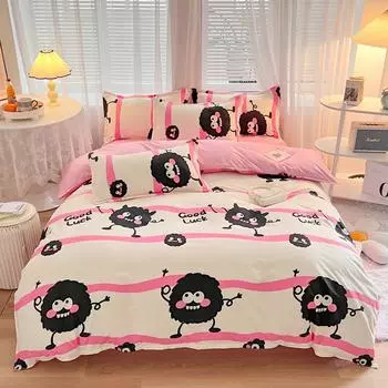 Кровать Комплект из четырех простыней из чистого выстиранного хлопка Пододеяльник Односпальная кровать Пододеяльник из трех частей 1.2m bed