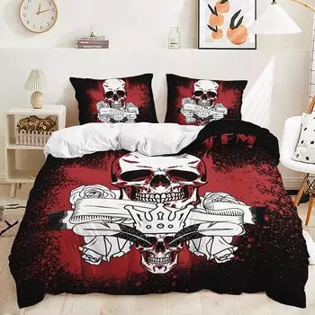 Кровать Комплект из трех предметов Скелет Роза Пододеяльник Двухкомпонентная Спальня 135 * 200 (two-piece set) 90g