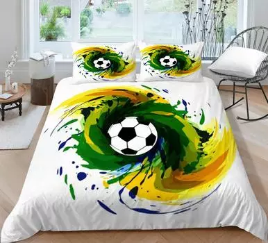 Кровать Одеяло Чехол Футбол Дизайн Постельные принадлежности Комплекты Детские постельные принадлежности Набор наволочек Домашний декор Пододеяльники Крышки Дышащие теплые Single 135x200cm