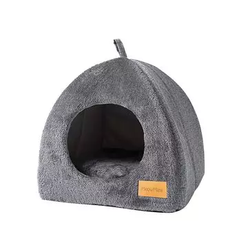 Кровать-палатка для кошек MeowMate с подушкой, серая, куполообразная, двухсторонняя, милый домик для кошек