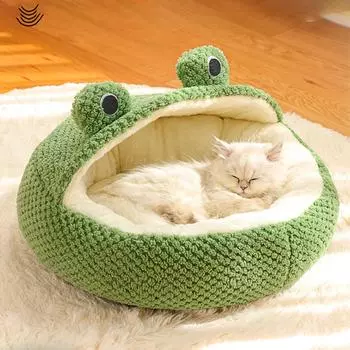 Кровать-пещера для питомца, милая мультяшная кровать для питомца, мягкая дышащая плюшевая подушка для питомца, сохраняющая тепло, кровать для кошек и собак Round Bed