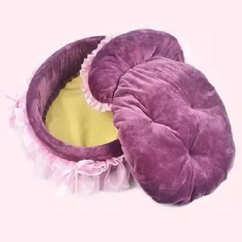 Кровать принцессы для щенка с бантом и кружевом с рюшами в собачьей будке Кровать для домашних животных розовый