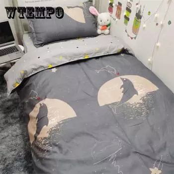 Кровать с героями мультфильмов, комплект из трех предметов, 1,2 м, постельное белье для общежития, пододеяльник, наволочка, комплект постельных принадлежностей Single