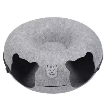 Кровать-туннель для кошек, мягкий, устойчивый к царапинам фетр, кровать-труба для кошек, двухслойная, легко собирается, моющаяся, туннель для домашних животных