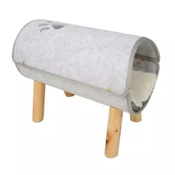 Кровать-туннель для кошек с деревянными ножками, мягкая и удобная, приподнятая кровать-туннель для кошек с плюшевой подушкой для всех