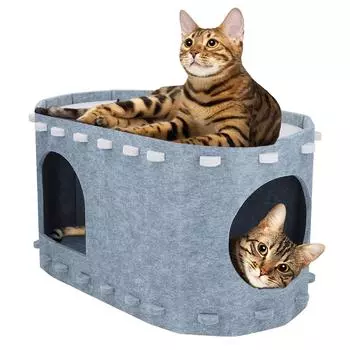 Кровати для кошачьих пещер, дом, туннель, прочная двухслойная кровать для домашних кошек, устойчивая к царапинам, Peekaboo, пещера для котят, складная кровать для домашних животных CW073-001 серый