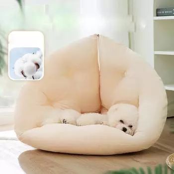 Кровати для собак Питомник для домашних животных Кошачье гнездо Подушка принцессы Дорожная палатка для кошек Кровать для собаки для маленького и среднего щенка Крытый пещерный домик для домашних животных Диван M бежевый