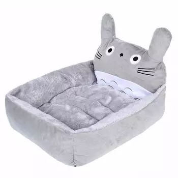 Кровати и коврики для кошек с героями мультфильмов, уютный теплый мягкий флис, кровать для домашних собак, кошек, диван, хлопковые моющиеся кошачьи домики S синий