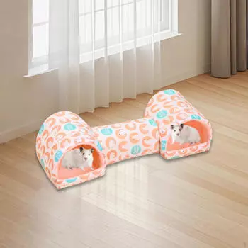 Кроватка для хомяка Индия, мягкая, удобная, домик для маленьких животных, туннель для кроликов, для мышей розовый