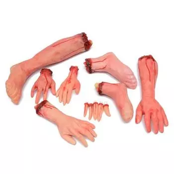 Кровавая поддельная рука, нога, палец, дом с привидениями, Хэллоуин, ужасный реквизит, декор