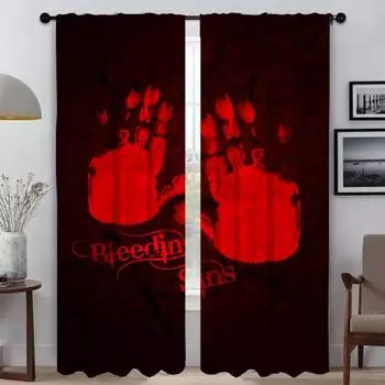 Кровавые затемняющие шторы для гостиной, шторы от комаров, 2 шт., перегородка, украшение на Хэллоуин, кухня W50xH70cmx2pcs-CL