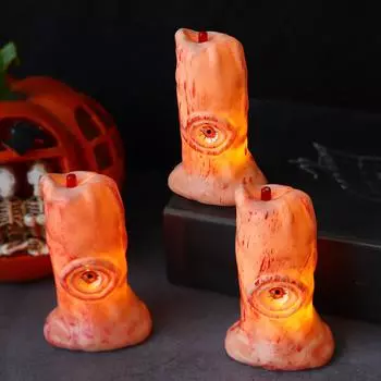 Кровавый глаз-лампа на Хэллоуин, светодиодная электронная свеча, беспламенная свеча на батарейках, жуткий светильник для украшения интерьера на Хэллоуин One Size