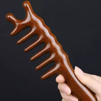 Кровообращение, массаж тела и меридианов, расческа сандалового дерева, массажер для кожи головы и шеи, носа 19.5x5.5cm