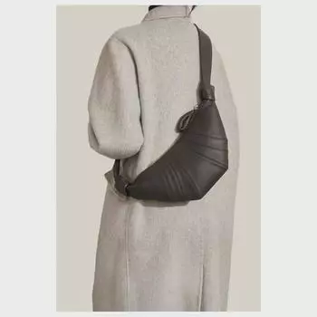 Круассан Маленькая мягкая кожаная сумка через плечо для французского багета и пельменей - унисекс на одно плечо