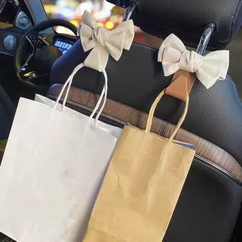 Крючки-бабочки для автомобиля Милый бант-крючок для спинки сиденья автомобиля Вешалка Прочный бант-крючок для кошелька Компактные автомобильные аксессуары коричневый