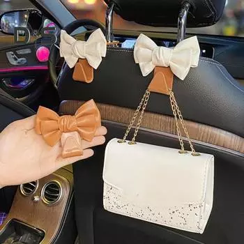 Крючки-бабочки для автомобиля Милый бант-крючок для спинки сиденья автомобиля Вешалка Прочный бант-крючок для кошелька Компактные автомобильные аксессуары коричневый