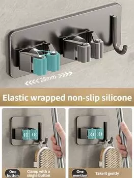 Крючки без дрели Крепление на стену Вешалка для швабры Крючок для веника Кухня Ванная Организация Домашний органайзер Аксессуары