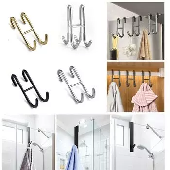 Крючки для душевой двери из нержавеющей стали, многофункциональная вешалка для полотенец для душа, аксессуары для ванной комнаты Red S-Shape