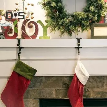 Крючки для камина, вешалки для гирлянд, грузоподъемность 20 фунтов, простая установка, без сверления, металлические крючки для камина, вешалки для чулок чёрный