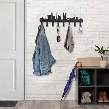 Крючки для ключей City Silhouette - многоцелевые для сумок с одеждой в домашнем хозяйстве, декоративный держатель для стены гостиной бронзовый