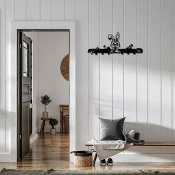 Крючки для ключей в виде кролика, металлическая настенная вешалка в виде кролика, детская вешалка с настенными крючками, стильный держатель ключей и полка для хранения вещей для любой комнаты M бронзовый