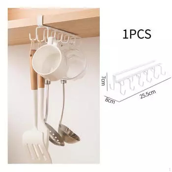 Крючки для кружек под шкафом Подвесная стойка для кофейных чашек Держатель для галстуков Ремни белый