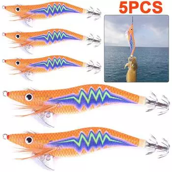 Крючки для ловли кальмаров, деревянные креветки, кальмары, приманки, рыболовные приманки для рыбалки (Стиль Б)