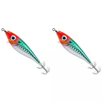 Крючки для ловли кальмаров, светящиеся рыболовные приманки, твердая приманка для креветок из дерева (красный зеленый)