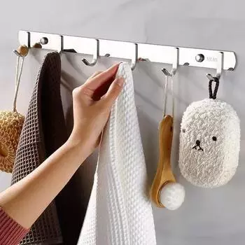 Крючки для одежды из нержавеющей стали Настенная вешалка для полотенец Крючок для туалетной одежды Вешалка для кухонных принадлежностей Крючки для халатов без проколов Вешалка