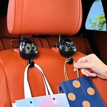 Крючки для подголовников автомобиля, вешалка для автомобильного крючка, держатель для кошелька, крючки для заднего сиденья автомобиля, держатель для сумки Wink Owl, вешалка для автомобильного сиденья автомобиля чёрный