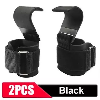 Крючки для поднятия тяжестей с бинтами для запястий. Перчатки для поднятия тяжестей. Поддержка запястья. Перчатки для фитнеса. Ремешок на запястье. Ремень для веса. 2Pcs Black