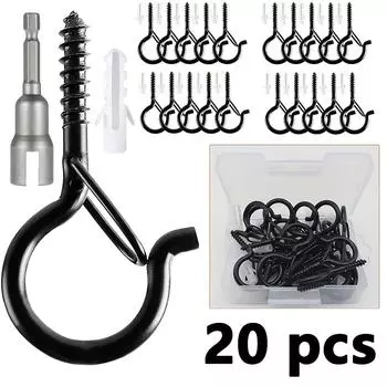 Крючки для подвешивания с предохранительной пряжкой, ветрозащитные винтовые крючки для подвешивания уличных гирлянд, потолочные крючки для растений, рождественские огни