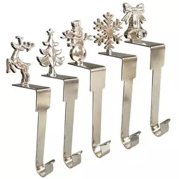 Крючки для рождественских чулок Вешалки для подарков на камин Металлические полки для кромок столов Вешалки для чулок Снежинка Снеговик Многоцелевые крючки